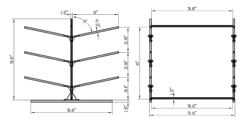 Freestanding T6061 aluminum rack for 6 kayaks/canoes