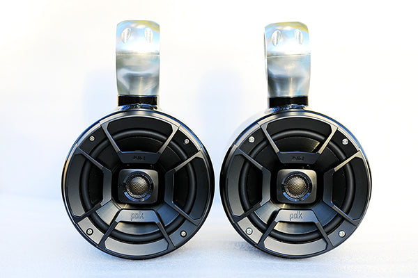 Pair of Indy 6.5inch Single Aluminum Black Pods Polk DB652 300Watt Marine Speaker Installed